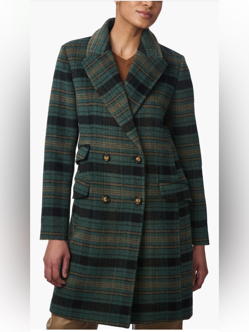 BERNARDO PLAID DOUBLE BREASTED COAT SIZES M-XXL NWT